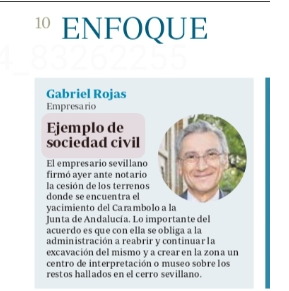 La cesión del Yacimiento del Carambolo por parte de Gabriel Rojas a la Junta de Andalucía - Grupo Gabriel Rojas